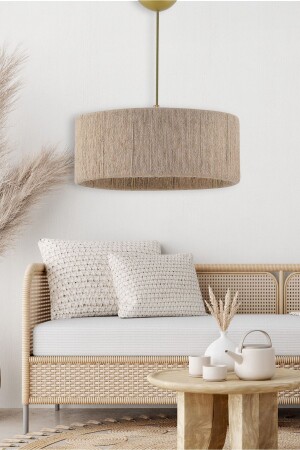 Wicker String Cylinder Bohemian Chandelier Brown EV-346 - EvLight