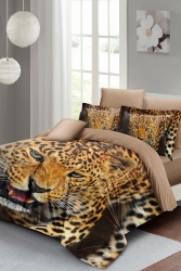 Wild Tiger Çift Kişilik Nevresim Takımı 3d Pamuk Saten monohome2532 - Monohome
