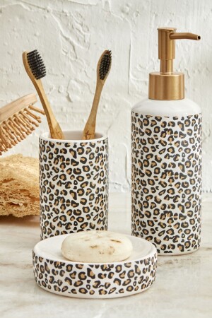 Wildes 3-teiliges Badezimmerset Leopard - Karaca Home