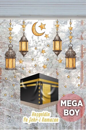 Willkommen Ya-city Ramadan Kaaba und Laternen Glas Schlafzimmer Küche Balkon Wanddekoration Papieraufkleber 51 x 100 - efekt reklam