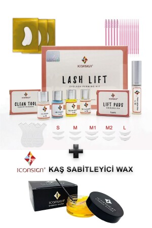 Wimpern- und Augenbrauen-Lifting-Set – Wimperndauerwelle – Wimpernlift-Komplettset und Augenbrauenformer – Fixierwachs - Iconsign Lash Lift