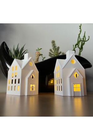 Winter Houses Set of 2 Decorative Christmas Houses Tealight Candle Holders - Root Made