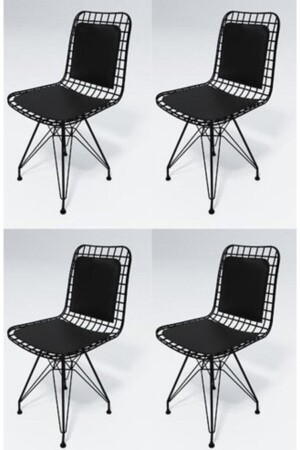 Wire Chair with Back Cushion, Wire Chair 4 Pieces, kitchen, balcony, cafe dop7966681igo - Mobilya aksesuar