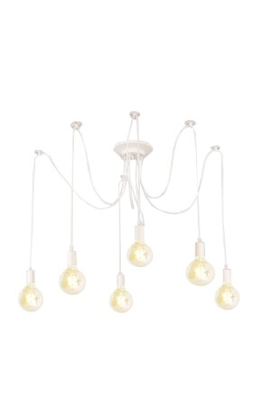 Wired Spider 6-Piece White Ceiling Mounted Pendant Lamp Chandelier KÖRÜMCEK06-0200-S - Taşcan Aydınlatma