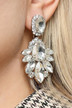 Women Drop Model Zircon Stone Diamond Evening Dress Wedding Engagement Promise Henna Bridal Party Earrings FR123 Oval Drop Crystal Stone Earrings - Furtek Aksesuar