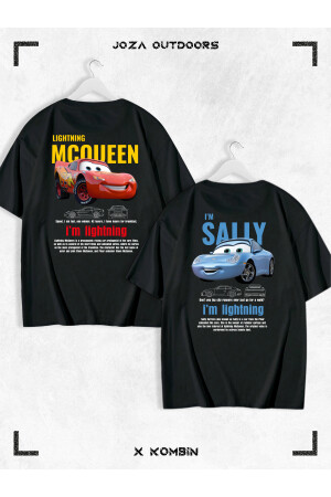 Women Men Unisex Sally & Mcqueen Cars Lover Couple Combination Oversize Colorful Tshirt Set of 2 - Joza Outdoors