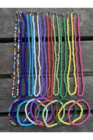 Women's 10-Piece Color Bead Necklace and 10-Piece Bracelet - Derya