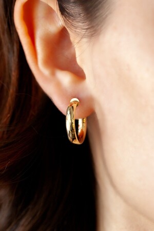 Women's 14 Carat Gold Domed Hoop Earrings 20 mm KP1216 - Cenova Kuyumculuk