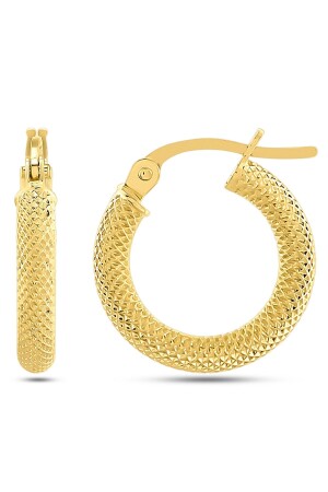 Women's 14 Carat Gold Patterned Hoop Earrings - Moom Mücevherat