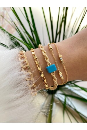 Women's 4 Piece Combination Bracelet Set Gold Plated Does Not Fade Color - Jackferrero