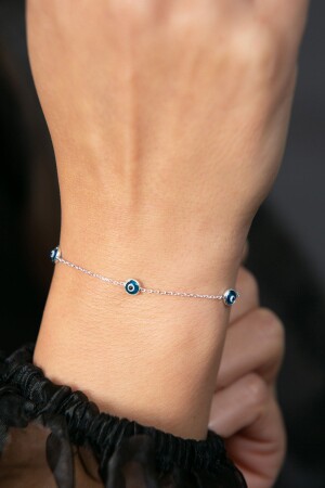 Women's 925 Sterling Silver Bracelet with Evil Eye - Elika Silver