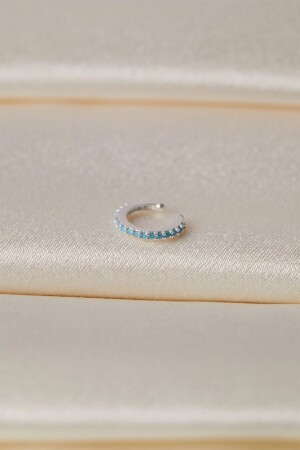 Women's 925 Sterling Silver Cartilage with Rows of Blue Stones - Elika Silver