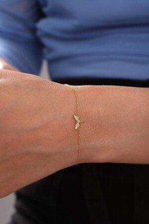 Women's 925 Sterling Silver Chain Gold Plated Dragonfly Bracelet - Bilsen Store