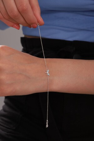 Women's 925 Sterling Silver Chain Minimal Dragonfly Bracelet with Turquoise Stones - Bilsen Store