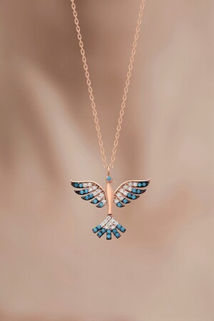Women's 925 Sterling Silver Chain Rose Plated Emerald Phoenix Necklace ZZZ-ÜÜM-KK13 - Bilsen Store