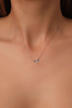 Women's 925 Sterling Silver Chain Rose Plated Turquoise Stone Minimal Dragonfly Necklace TTS-Kl-22 - Bilsen Store