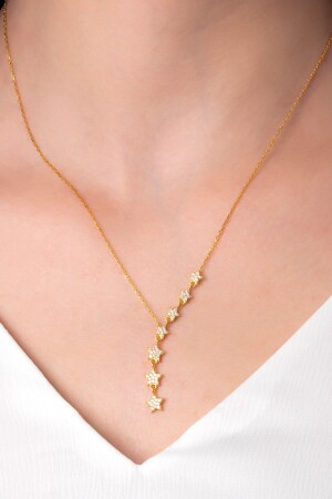 Women's 925 Sterling Silver Chain White Stone Gold Plated Star Necklace SE-00000000001 - Bilsen Store