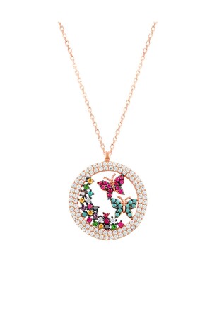 Women's 925 Sterling Silver Color Butterfly Necklace SGTL7396 - Söğütlü Silver