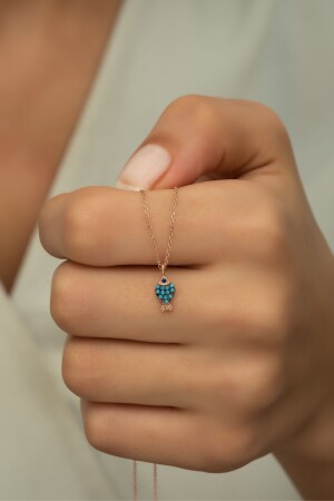 Women's 925 Sterling Silver Tiny Turquoise Stone Fish Necklace NRZ99648 - NEREZE