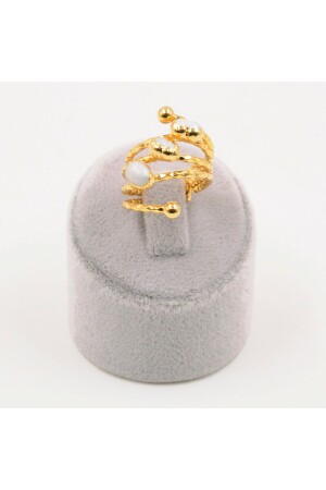 Women's Adjustable Gold Plated Pearl Ring - Takisen Işiğini Yansit