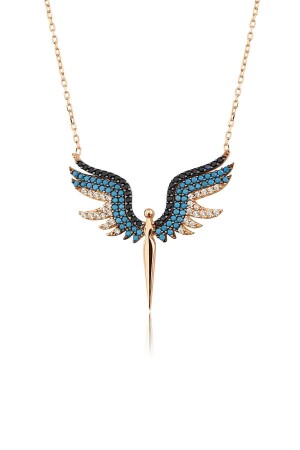 Women's Angel Model Zircon Stone 925 Sterling Silver Necklace PP2347 - Elika Silver