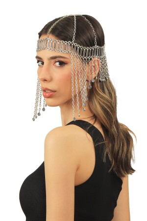 Women's Antique Silver Plated Chain Tassels Design Hair Chain LBKDNSCZNCR8682712021768 - LABALABA