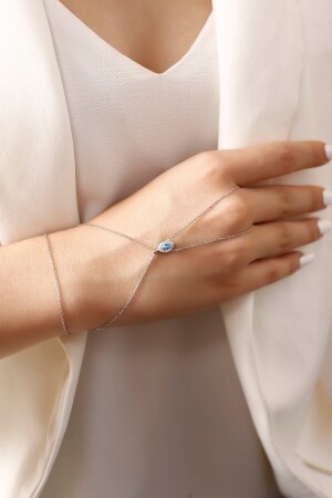 Women's Aquamarine Stone Shuttle Silver Shahmaran SARISAHMRJ901 - SARIASLAN