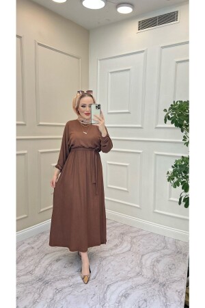 Women's Bat Sleeve Waist Elastic Dress bataer4-u - İPEK TUTUŞ