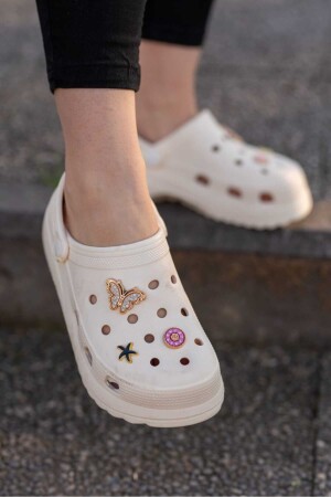 Women's Beige High Soled Sabo Stone Slippers Wsb0700 - Weynes