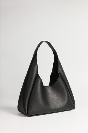 Women's Black Artificial Leather Hand and Shoulder Bag with Zipper and Internal Compartment 130 - DENSİLA