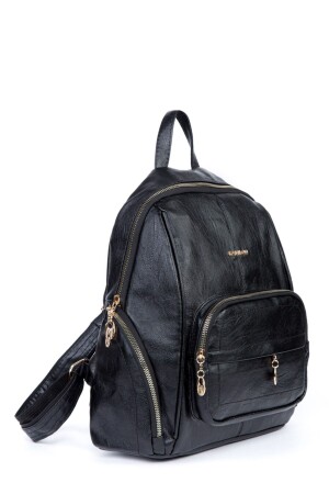 Women's Black Backpack with Large Eyelets - Samilon