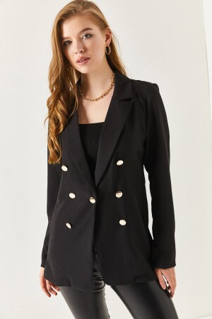 Women's Black Buttoned Jacket ARM-20K001151 - Armonika