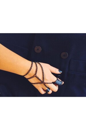 Women's Black Chain Hand Accessory - Qp Angel's