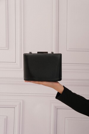Women's Black Fabric Evening Dress Clutch Portfolio Bag - Roza Canta