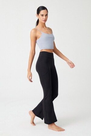 Women's Black High Waist Smoothing Double Pocket Flared Leg Tights Bootcut - Los Ojos