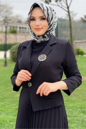 Women's Black Jacket Look Dress T 0073 - Trendtesettür