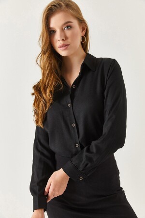 Women's Black Long Sleeve Plain Shirt ARM-18Y001176 - Armonika