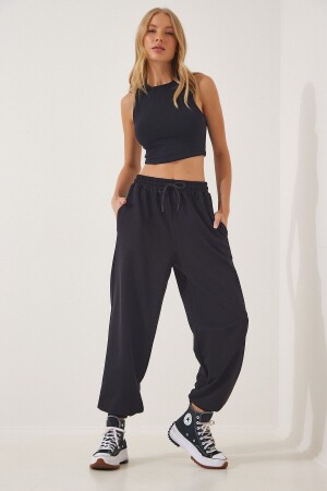 Women's Black Loose Jogging Sweatpants AP00158 - Happiness İstanbul
