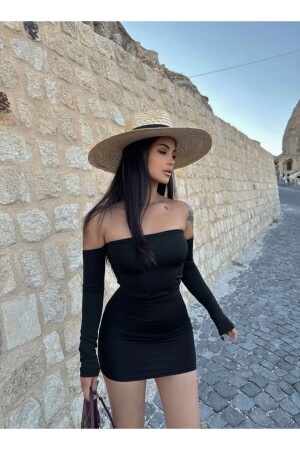 Women's Black Mini Strapless Diving Dress - Alleyta