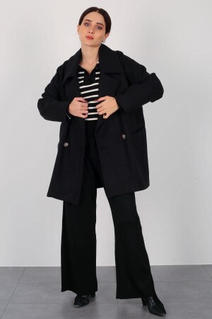 Women's Black Seasonal Short Coat - Facette