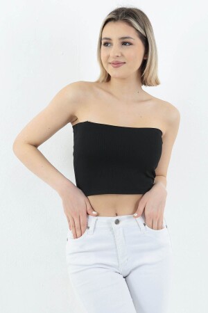 Women's Black Strapless Bustier Crop - Ways