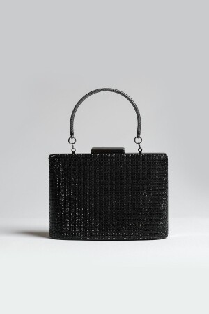 Women's Black Swarovski Stone Evening Dress Clutch Evening Bag - Roza Canta