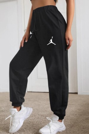 Women's Black Two Thread Elastic Waist Jogger Sweatpants - Eva Sunset