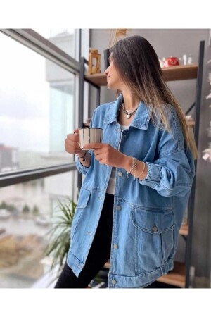 Women's Blue Denim Jacket - Ozzıy34