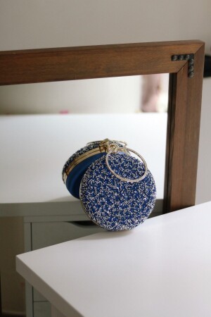 Women's Blue Stone Round Chain Evening Bag MB000498 - Moom Bag
