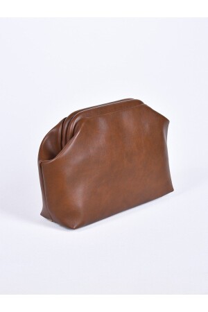 Women's Brown Faux Leather Clutch Handbag - Heybe's