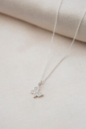 Women's Butterfly Model 925 Silver Necklace ELKMD50287 - Elika Silver