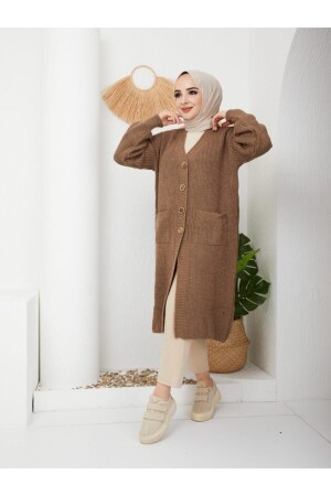 Women's Buttoned Pocket Knitwear Loose Cardigan 49 - Pamuk Butik