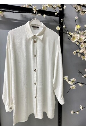 Women's Buttoned White Ayrobin Shirt - Vıoshıne