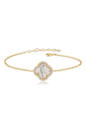Women's Clover Bracelet with Mother-of-Pearl Stone - Van Cleef Bracelet - Sariaslan